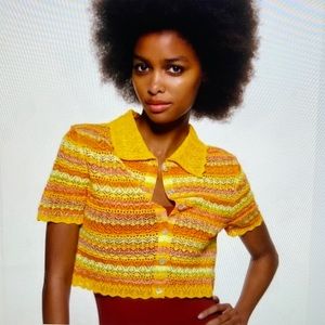 ZARA Knit lace crop shirt (NWOT)